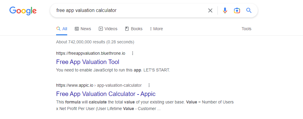 App Valuation Proof